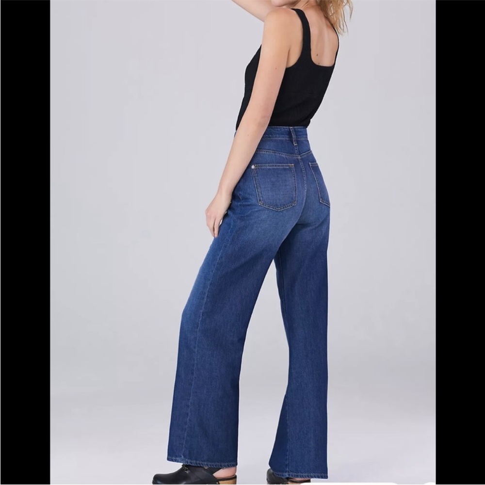 Pilcro The Annie Wide-Leg Jeans Sz US 30 Organic Cotton Blend Dark Wash